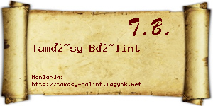 Tamásy Bálint névjegykártya